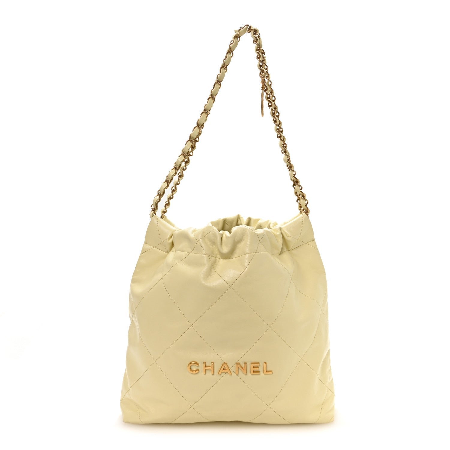 Chanel Shiny Calfskin Quilted Small Chanel 22 Light Yellow