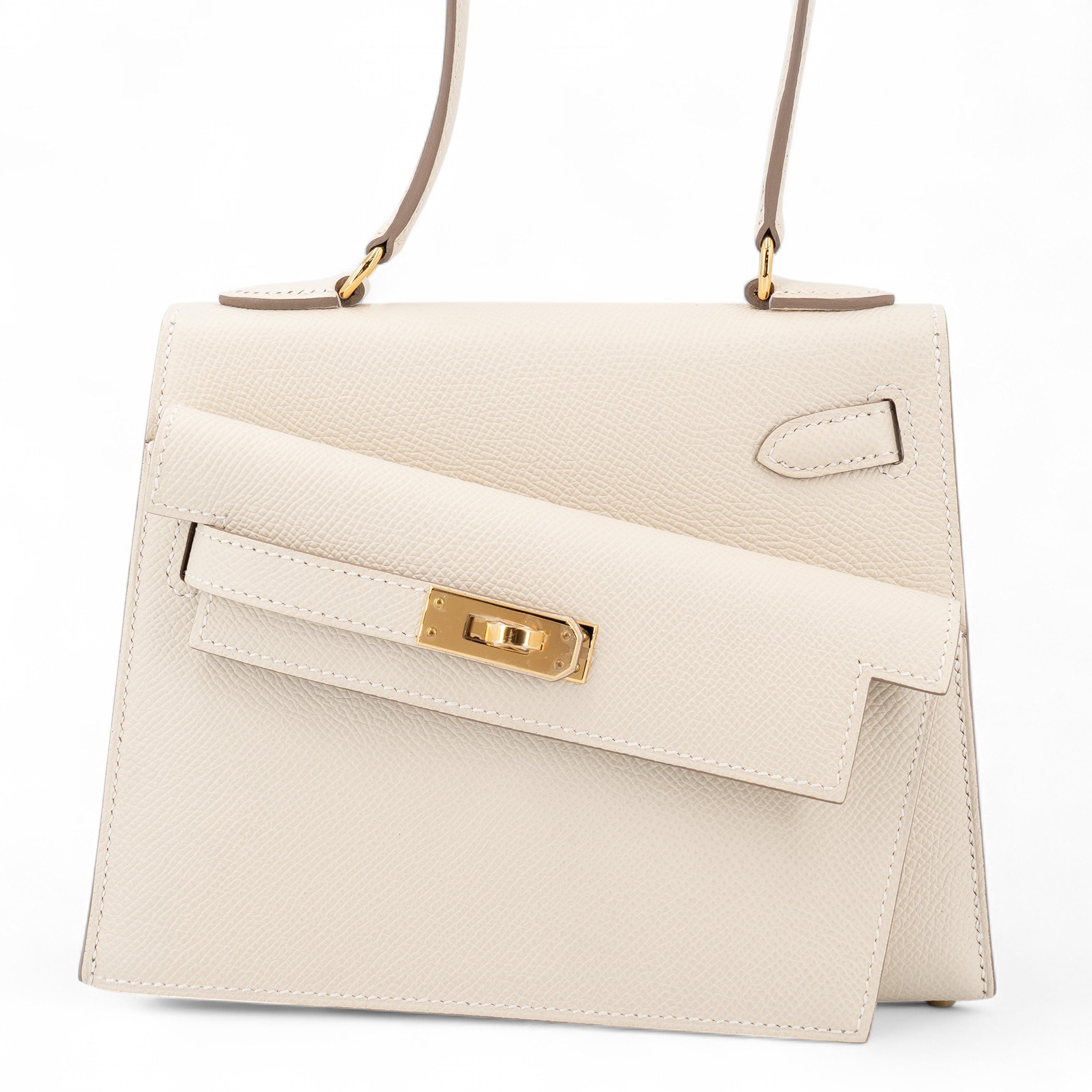 Hermes Unused ( Rank NS ) HERMÈS Limited Edition Kelly 20 en Desordre Craie (10) Epsom Gold hardware U (2022)