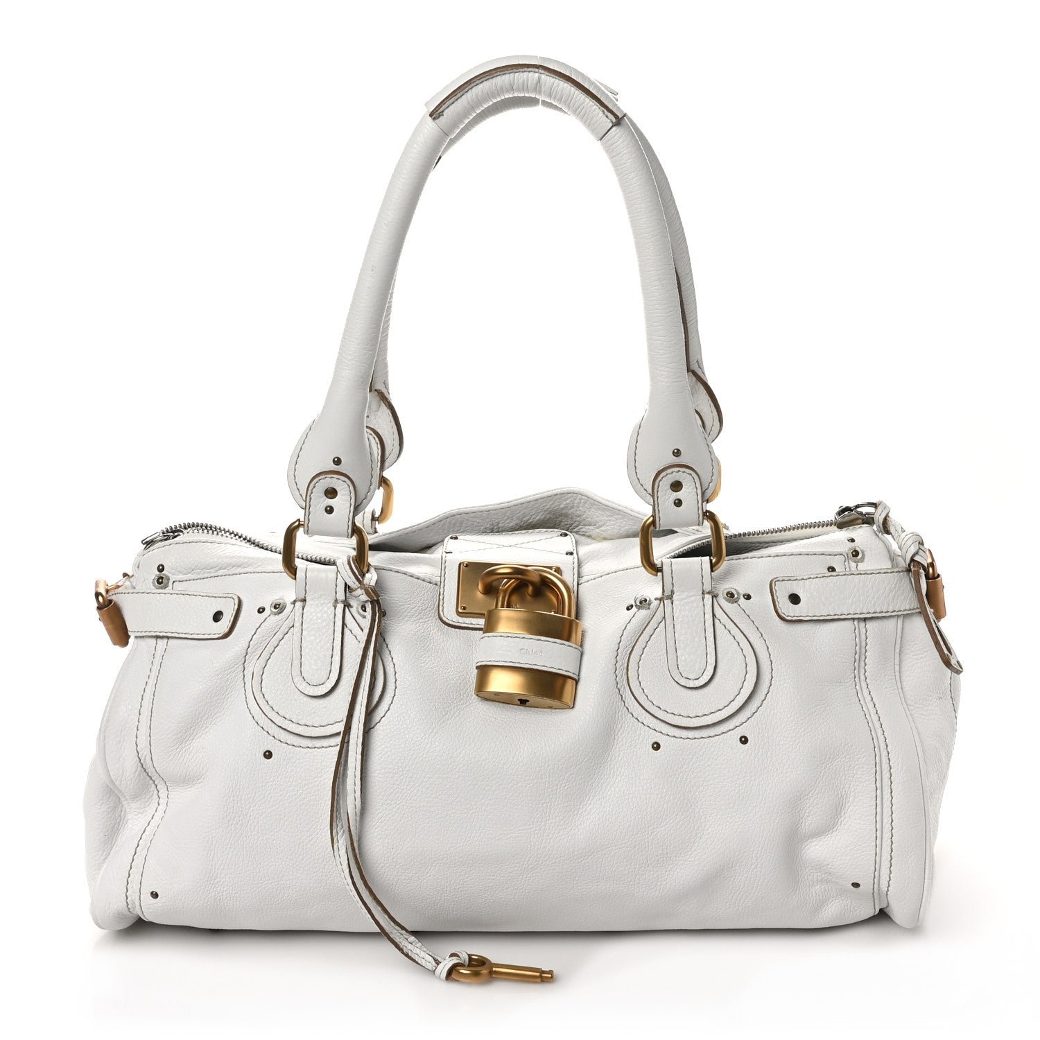 Chloe Calfskin Medium Paddington Satchel White