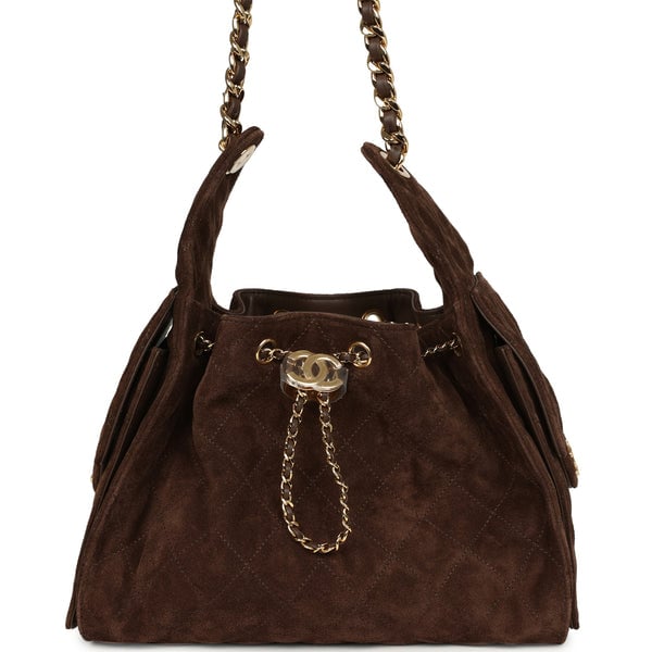 Chanel Small 25 Hobo Bag Dark Brown Suede Gold Hardware