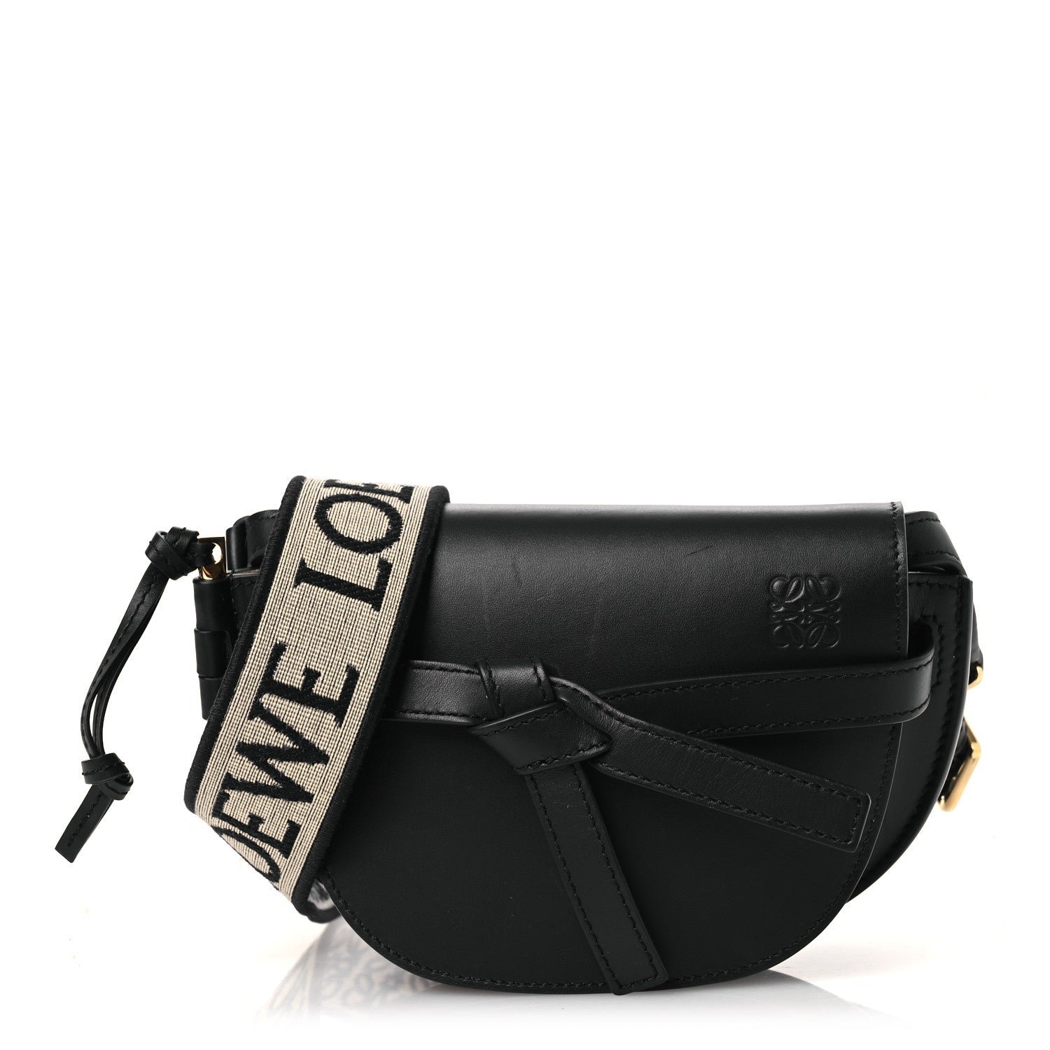 Loewe Calfskin Jacquard Mini Gate Dual Bag Black