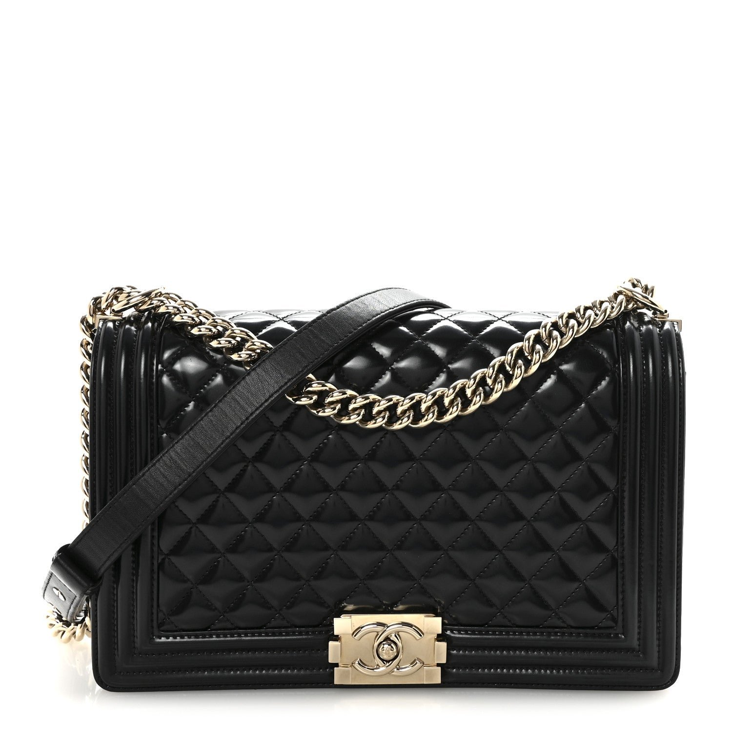 Chanel Iridescent Glazed Calfskin Quilted New Medium Boy Flap Black