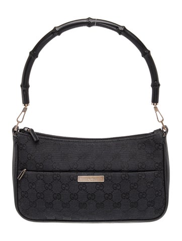 GG Canvas GG Monogram Bamboo Shoulder Bag Black