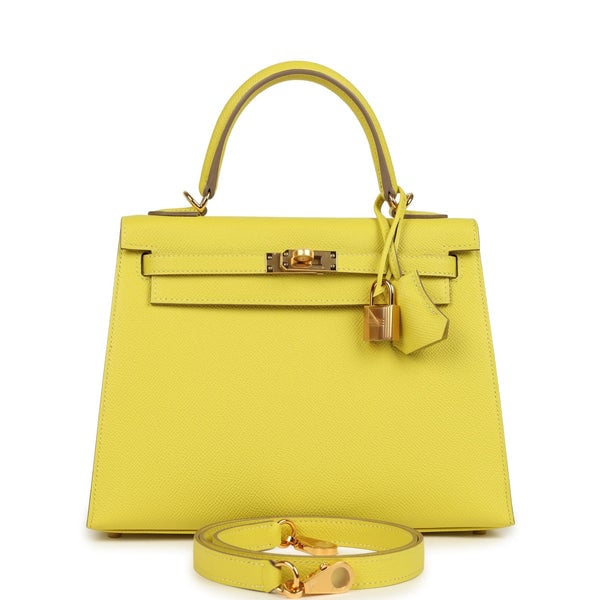 Hermes Hermes Kelly Sellier 25 Lime Epsom Gold Hardware