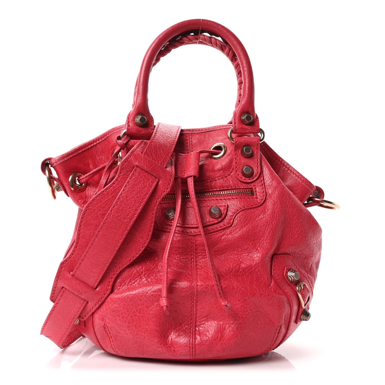 Balenciaga Agneau Giant 12 Rose Gold Hardware Mini Pompon Rose Thulian