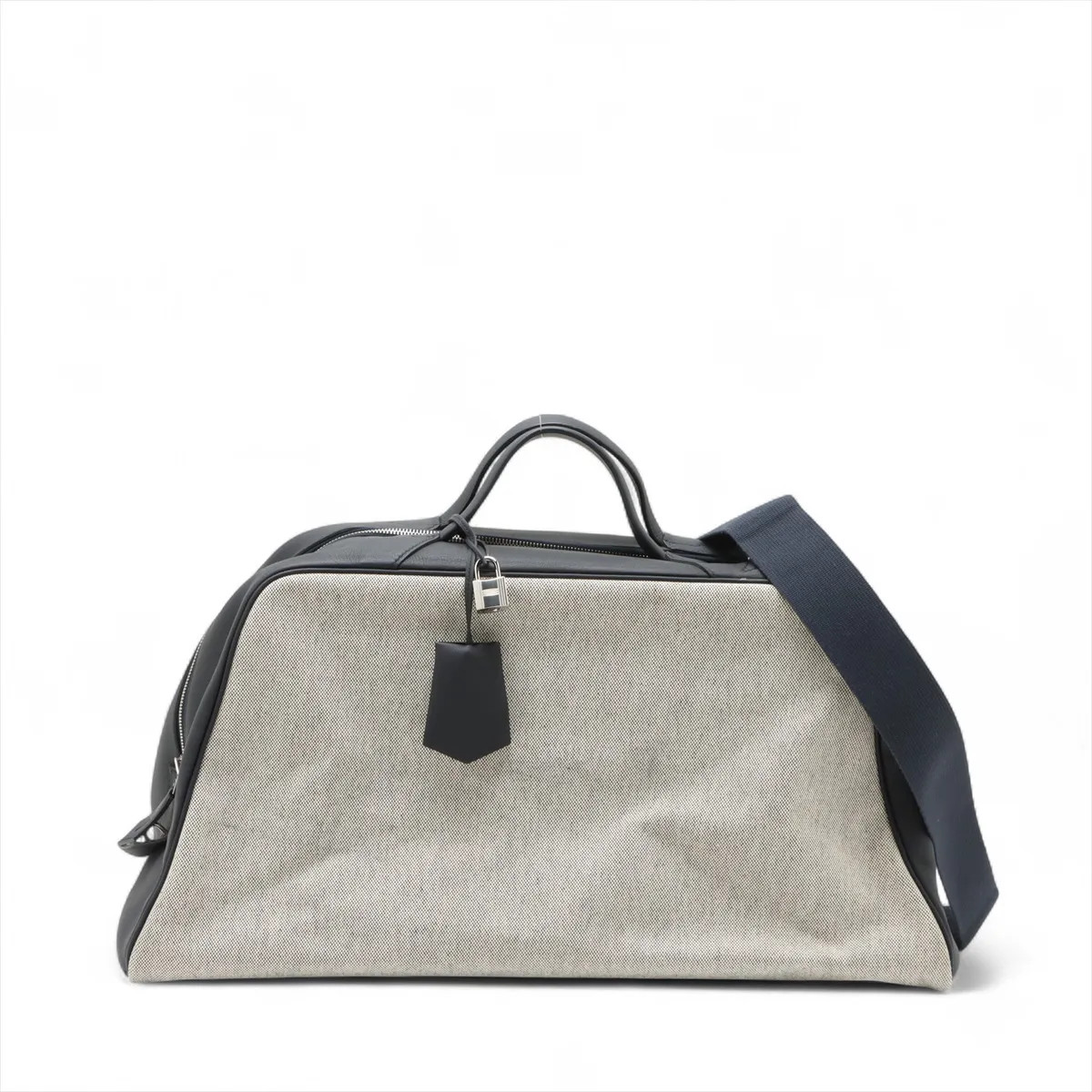 Hermès Cavour 48H Toile Ash x Torillon Cristobal Blue Indigo Silver Metal Fittin