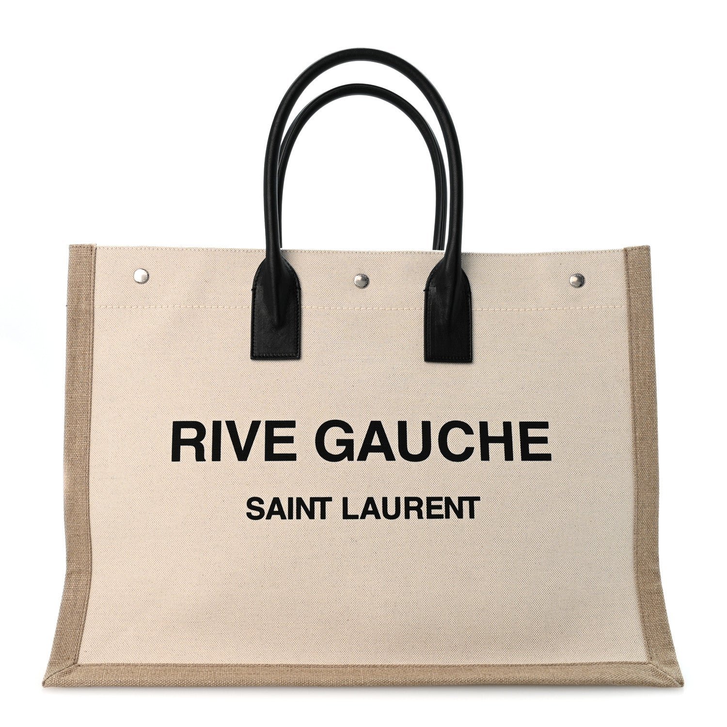 Saint Laurent Linen Calfskin Rive Gauche Tote Greggio Natural