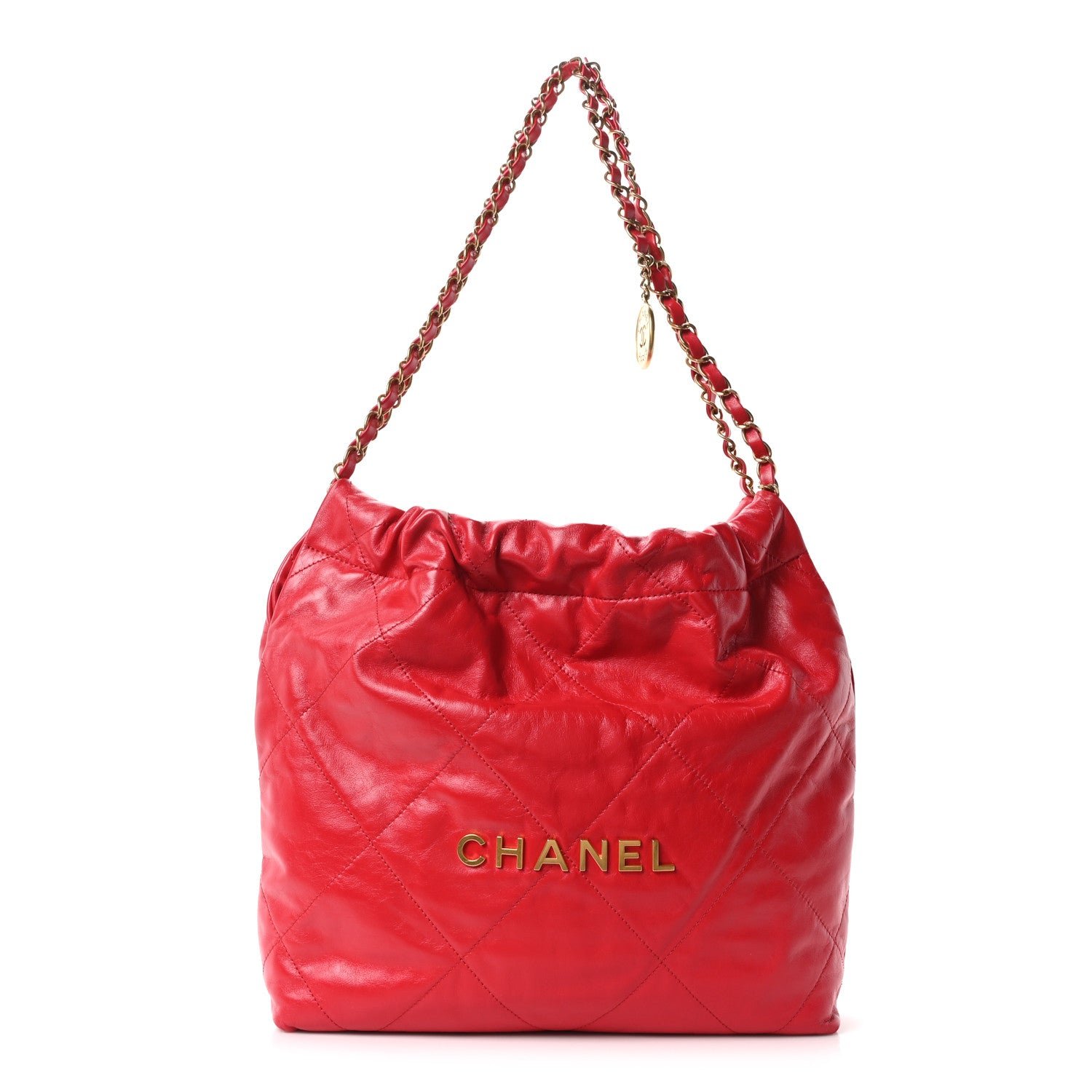Chanel Shiny Calfskin Quilted Small Chanel 22 Red