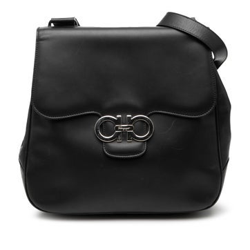 Calf Leather Leather Double Gancini Shoulder Bag