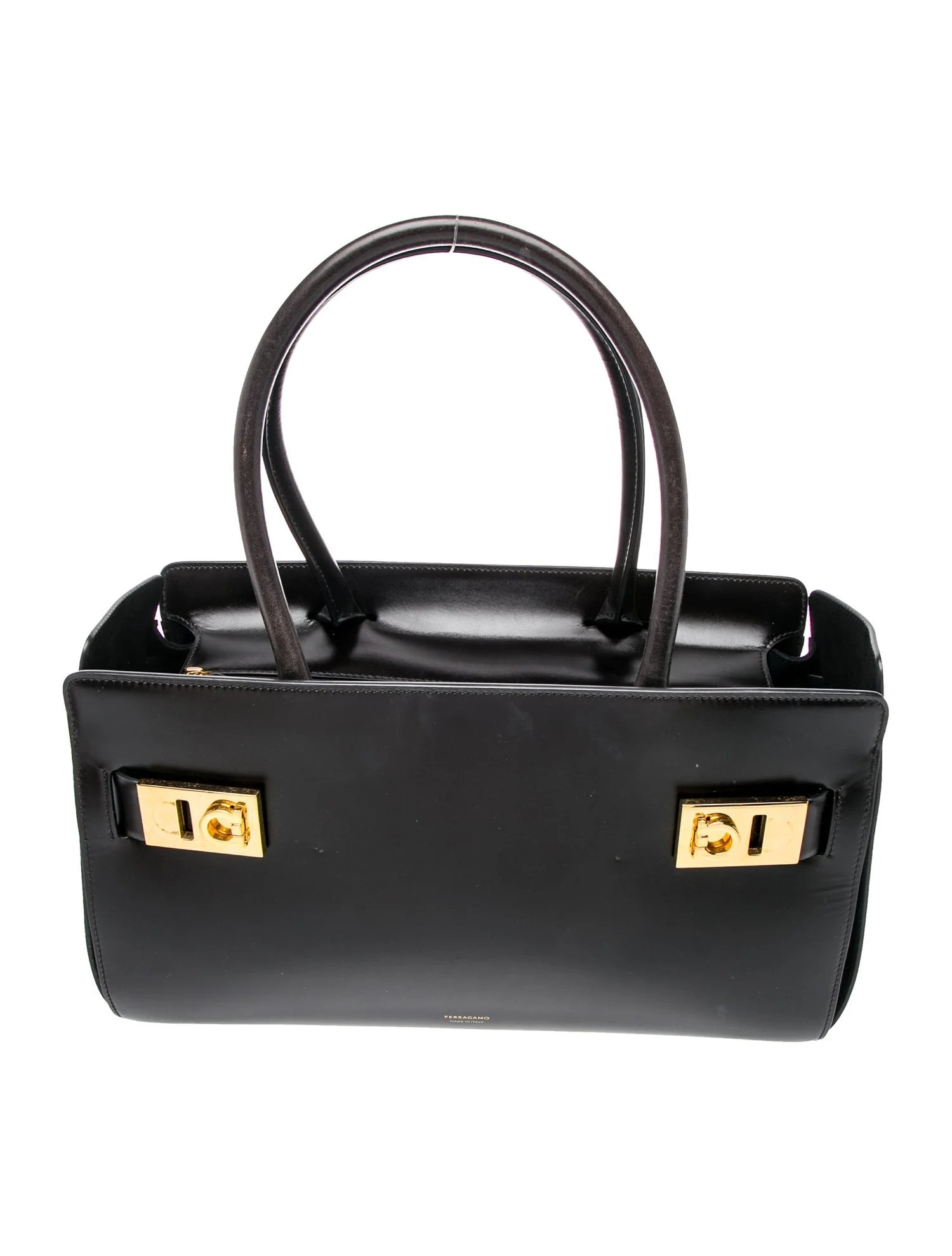 Leather Salvatore Leather Gancini Top Handle Tote Medium