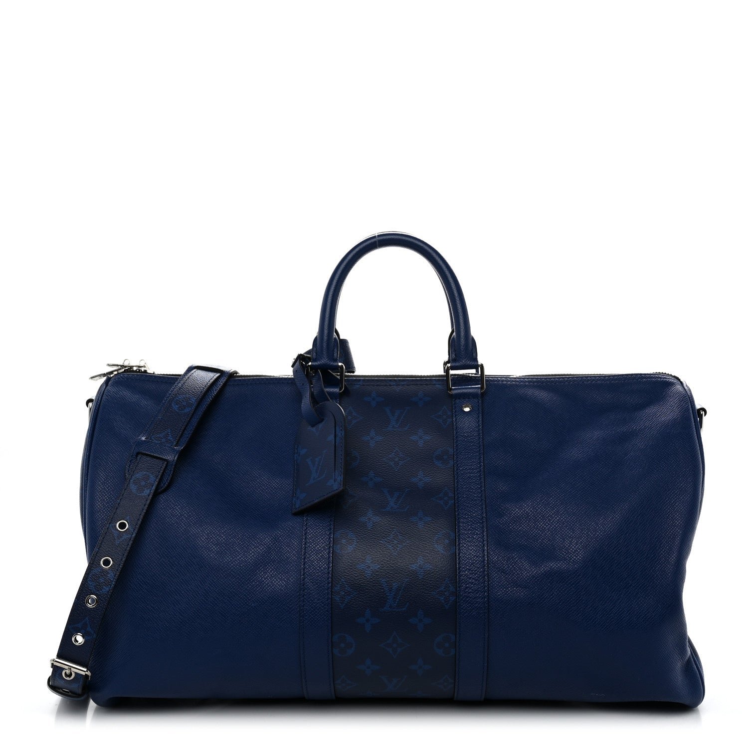 Louis Vuitton Taiga Monogram Eclipse Keepall Bandouliere 50 Pacific Blue