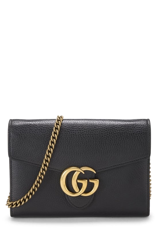 Black Leather GG Marmont Wallet On Chain (WOC) Mini
