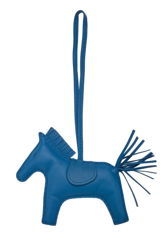 Hermes Blue Zanzibar Milo Leather Rodeo Bag Charm MM