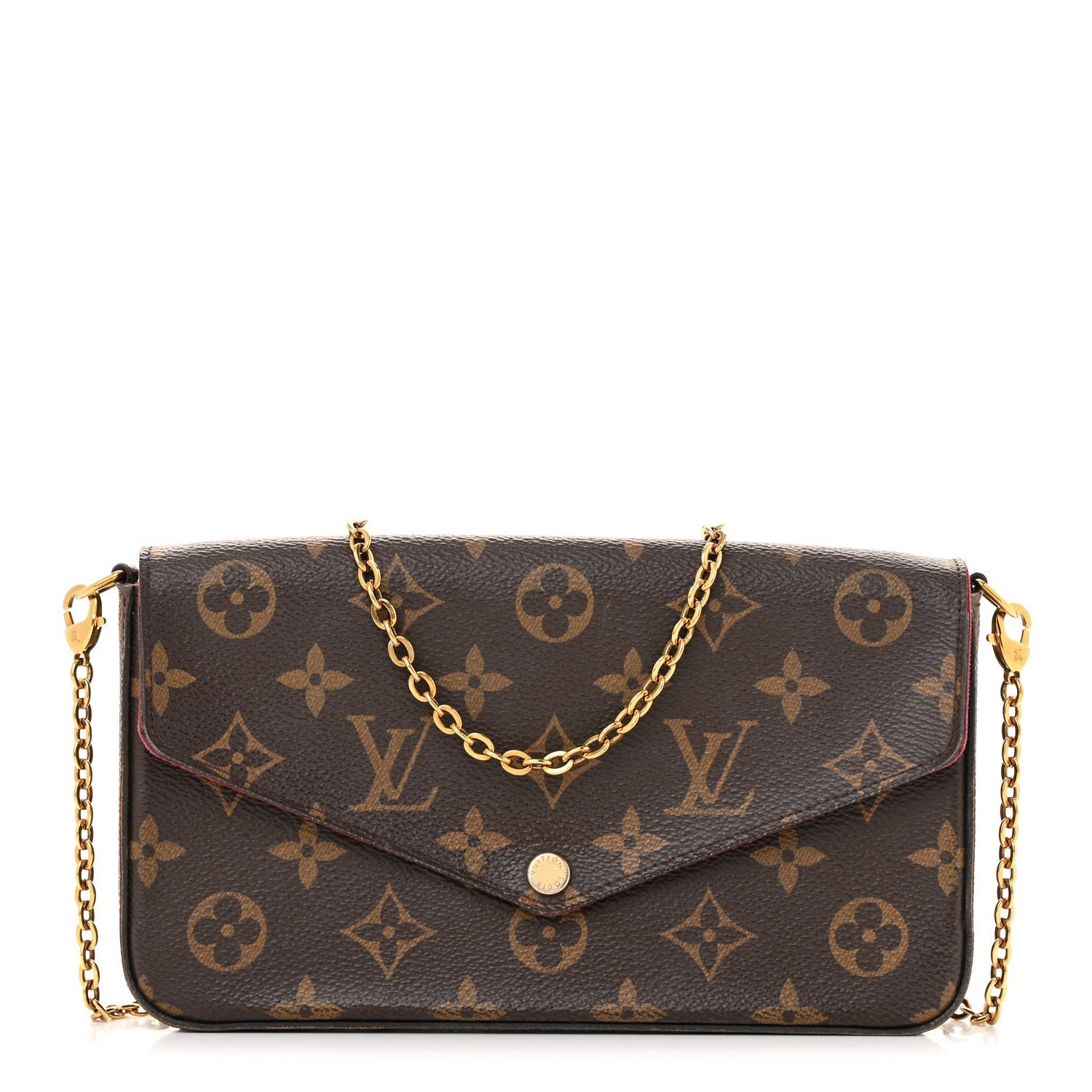 Louis Vuitton Monogram Pochette Felicie Chain Wallet Fuchsia