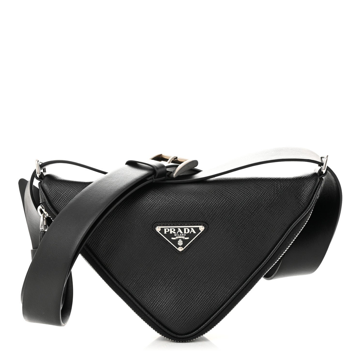 Prada Saffiano Triangle Belt Bag Black