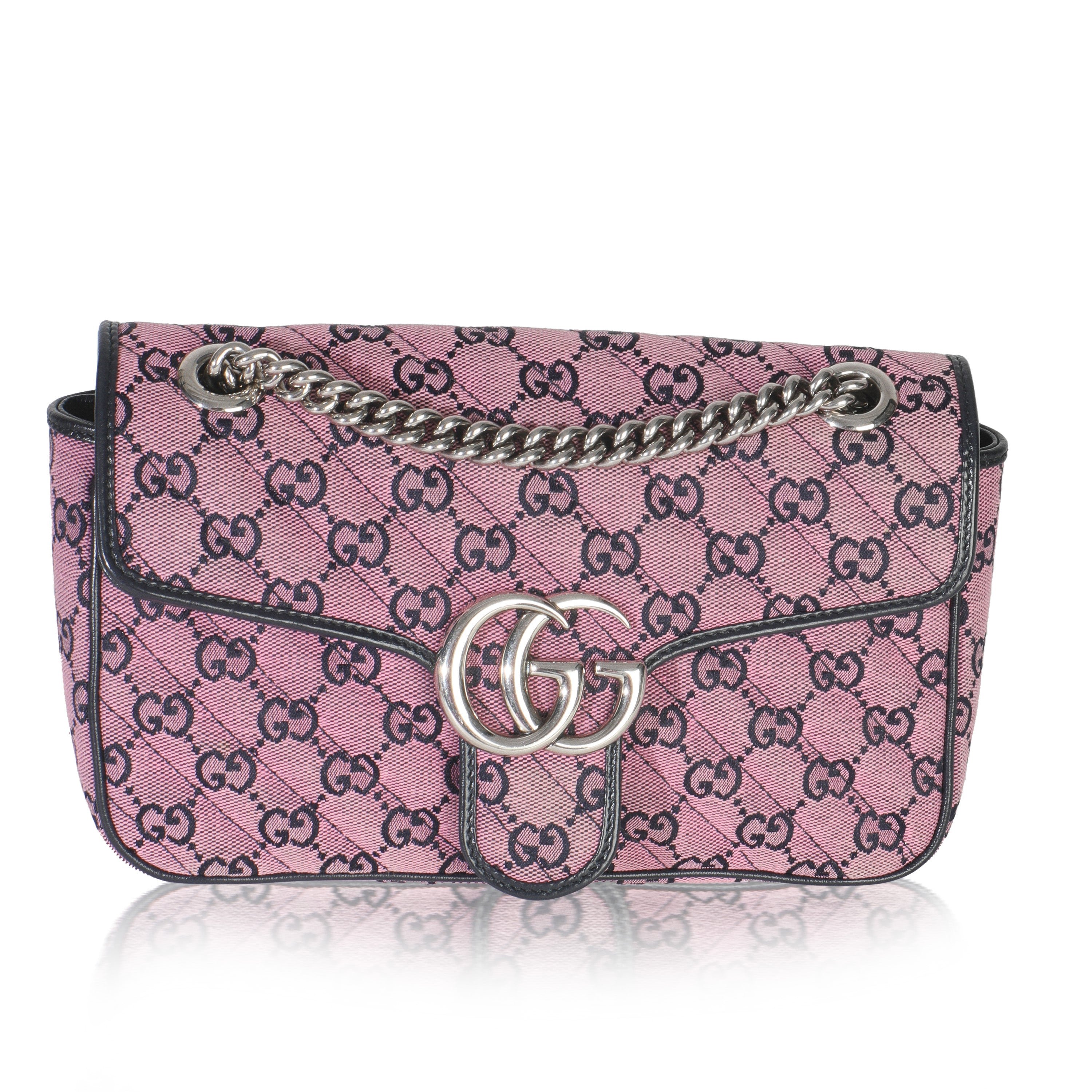 Gucci Pink GG Matelasse Diagonal Canvas Small GG Marmont Shoulder Bag