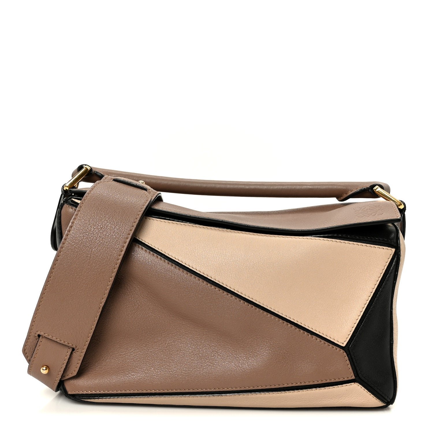 Loewe Calfskin Small Puzzle Bag Sand Hazelnut Ash