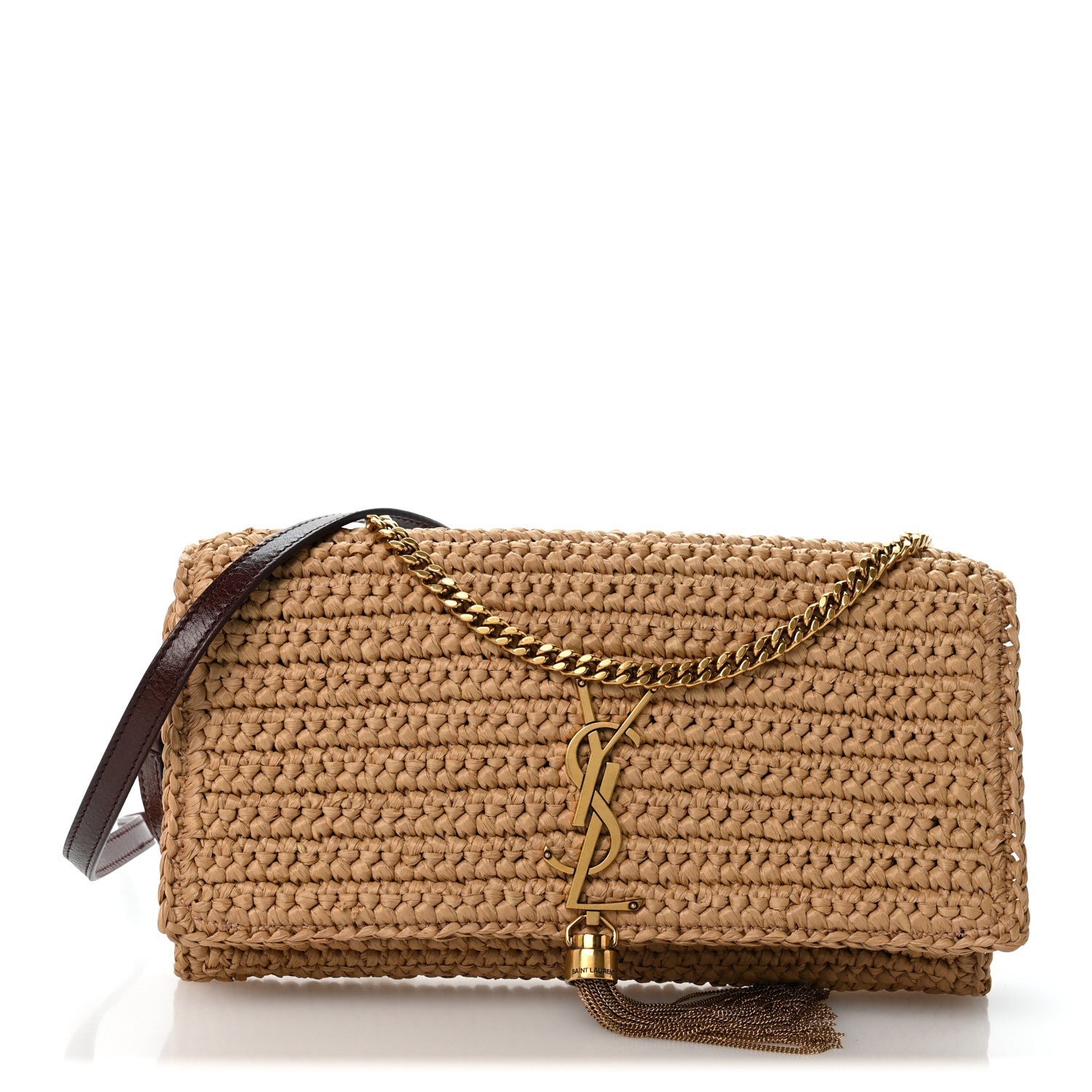 Saint Laurent Raffia Monogram Tassel Kate 99 Dark Nude