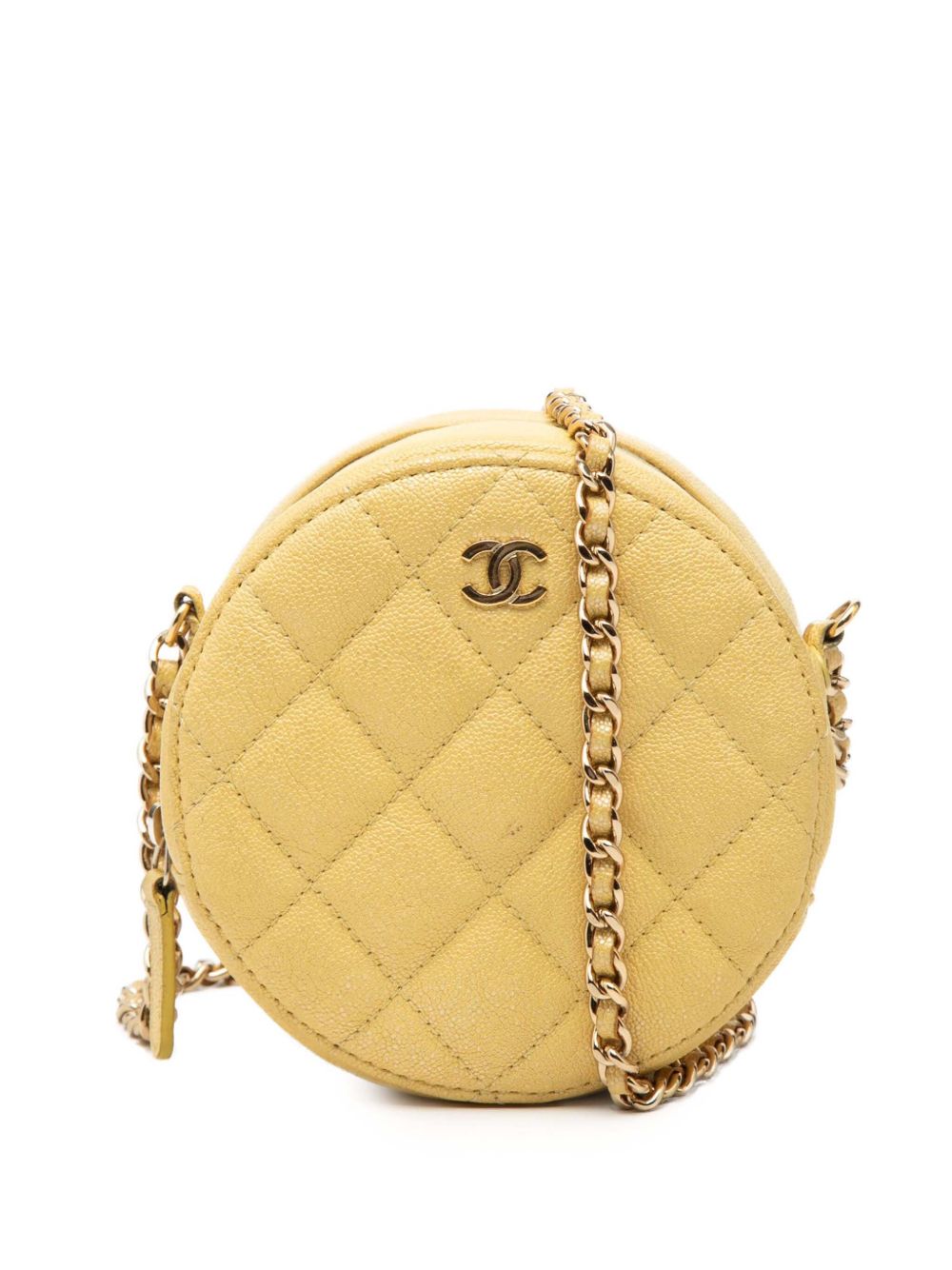 2019 CC Quilted Caviar Round Clutch With Chain crossbody bag