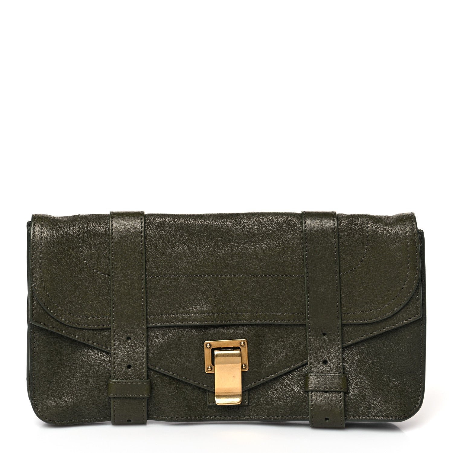 Proenza Schouler Lambskin PS1 Pochette Clutch Military