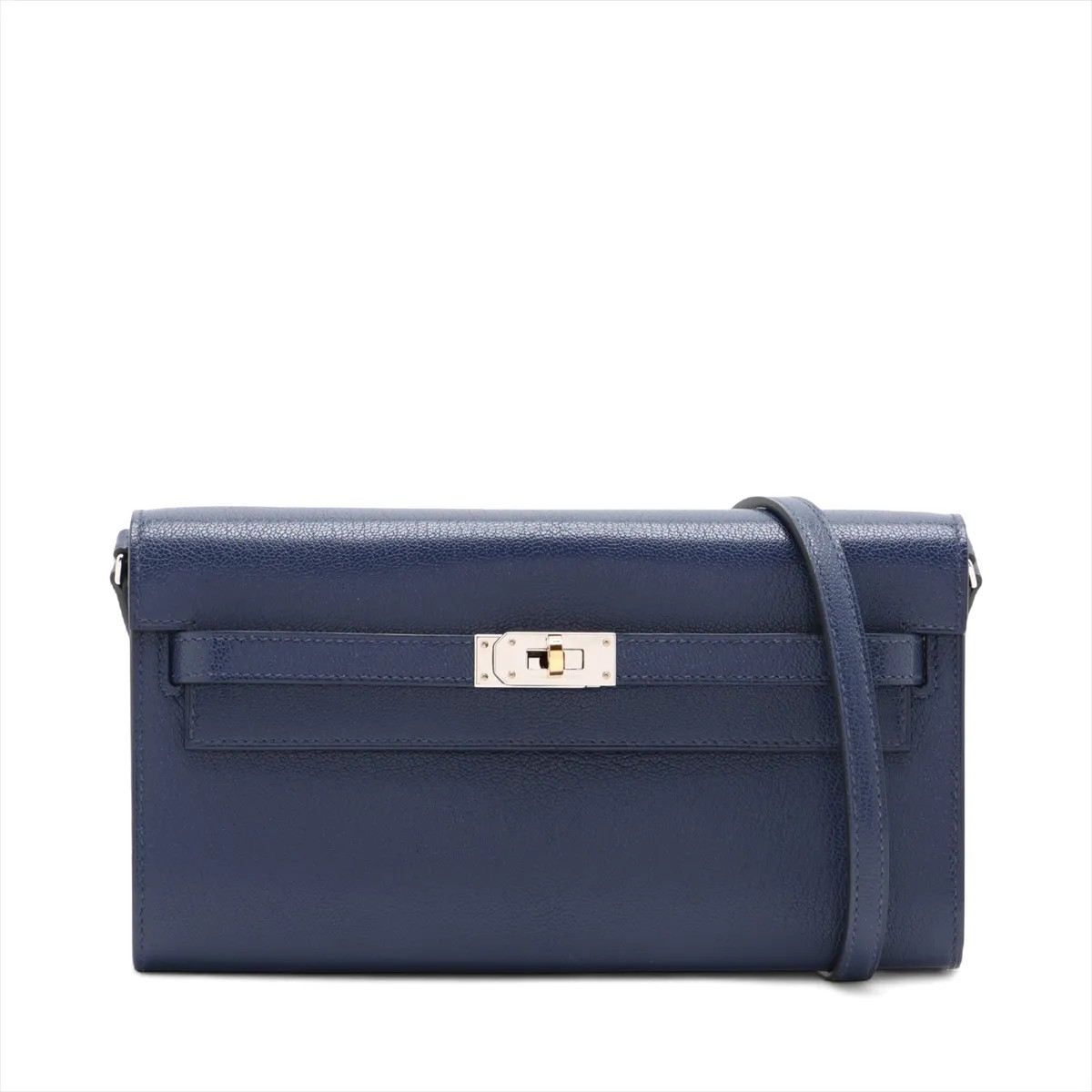 Hermès Kelly Wallet Togo Chèvre Mysore blue navy Electrum hardware