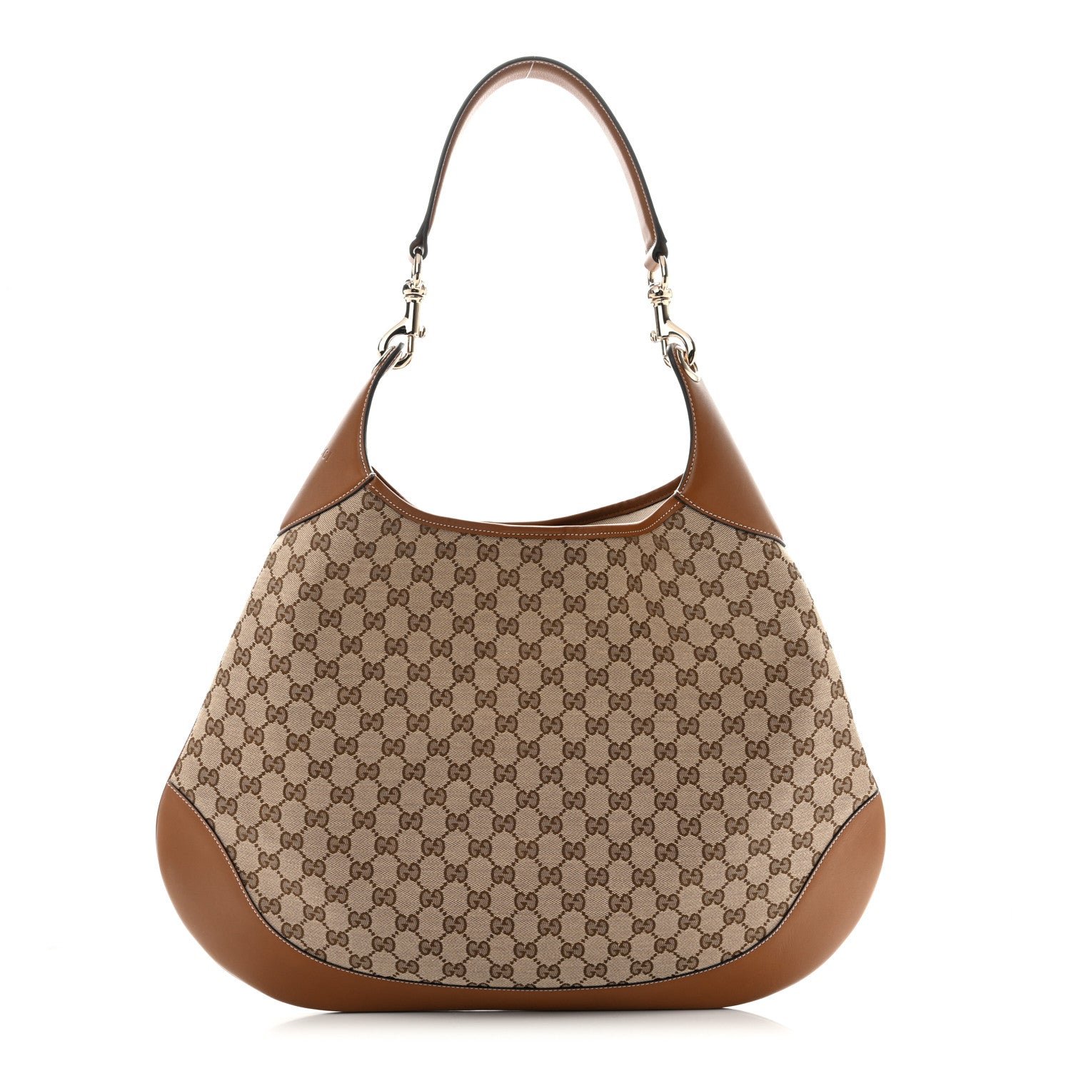 Gucci GG Supreme B Large Shoulder Bag Beige Dark Brown