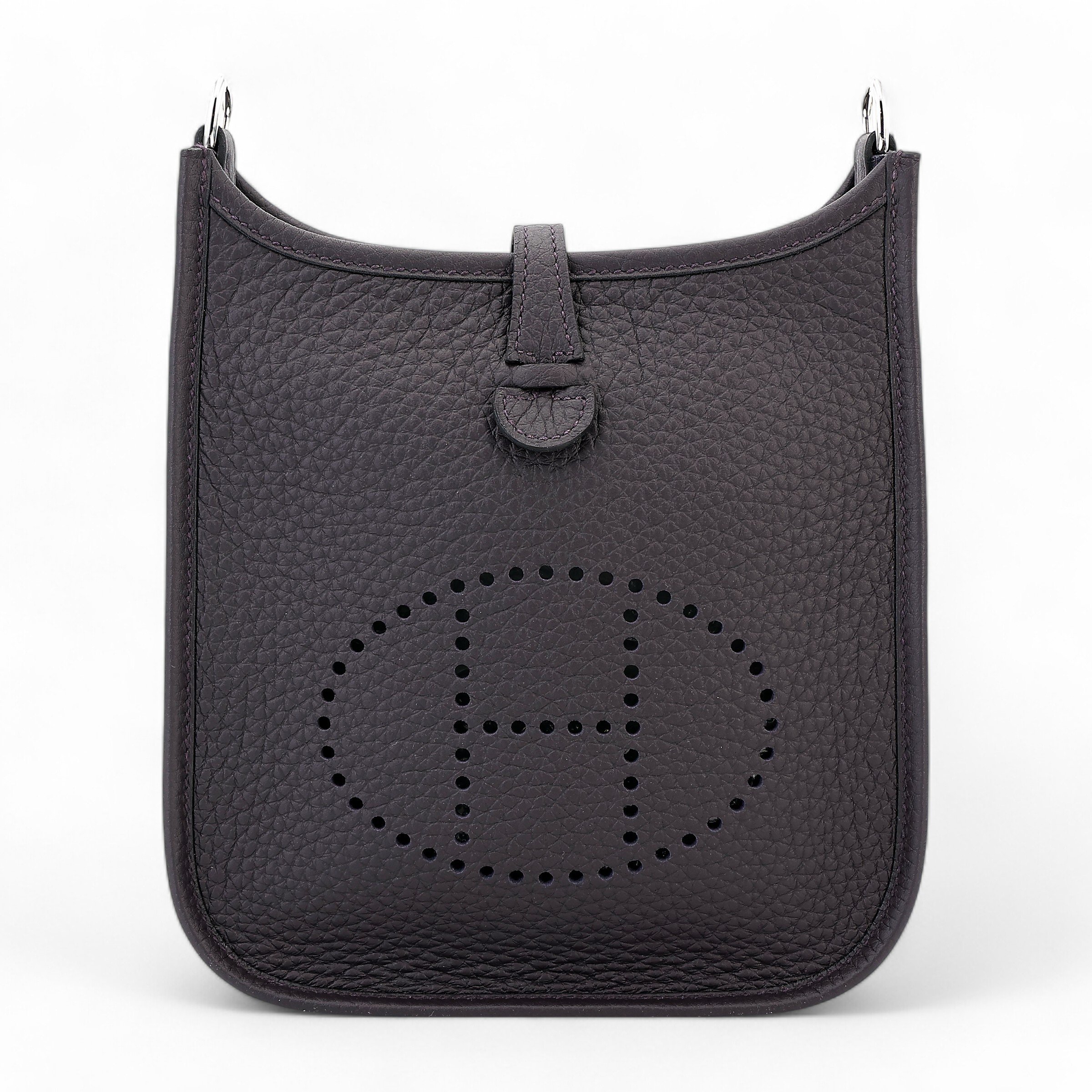 Hermes Brand New ( Rank N ) HERMÈS Mini Evelyne 16 Amazone 112cm Prunoir (3W) Clemence Palladium hardware W (2024)