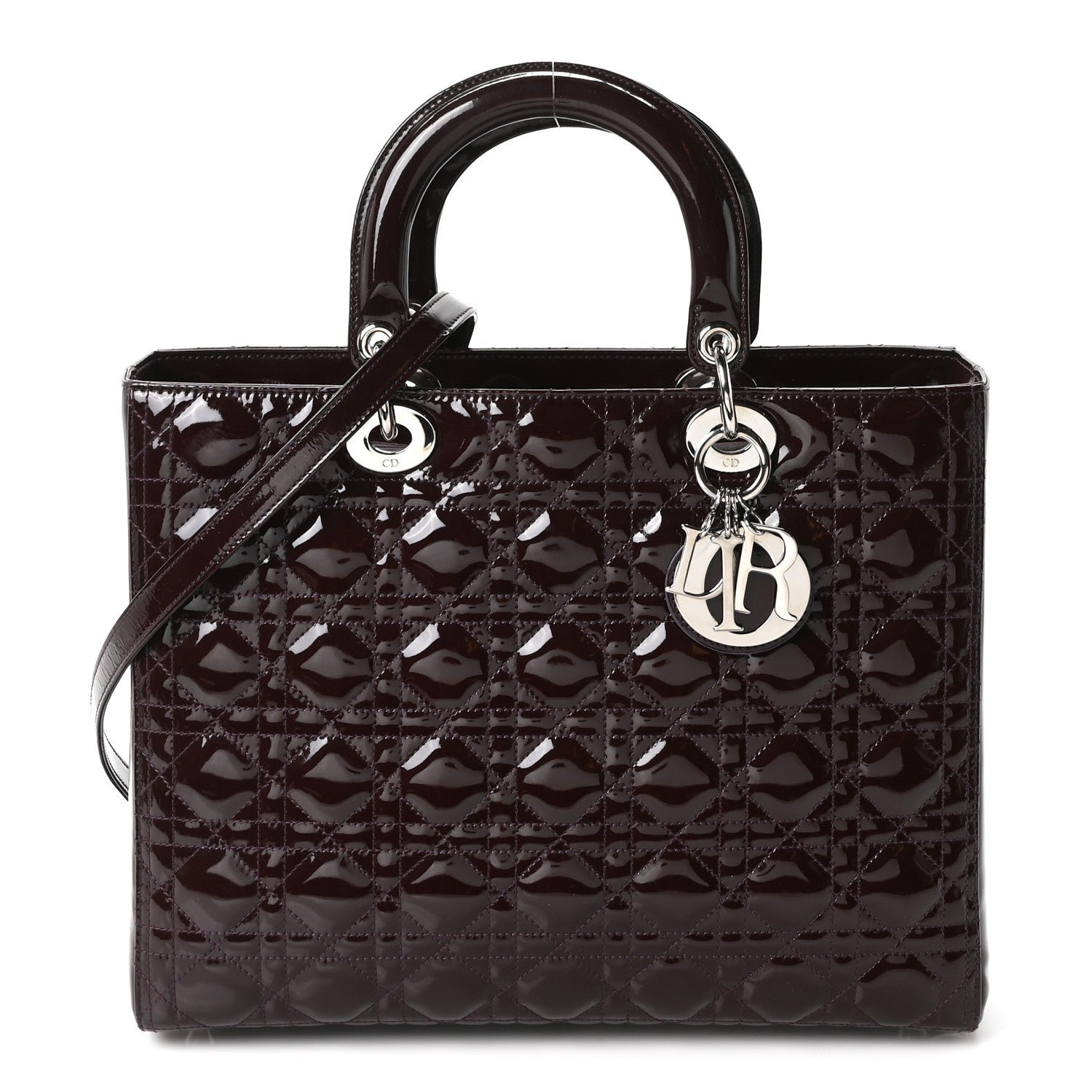 Christian Dior Patent Cannage Large Lady Dior Burgundy