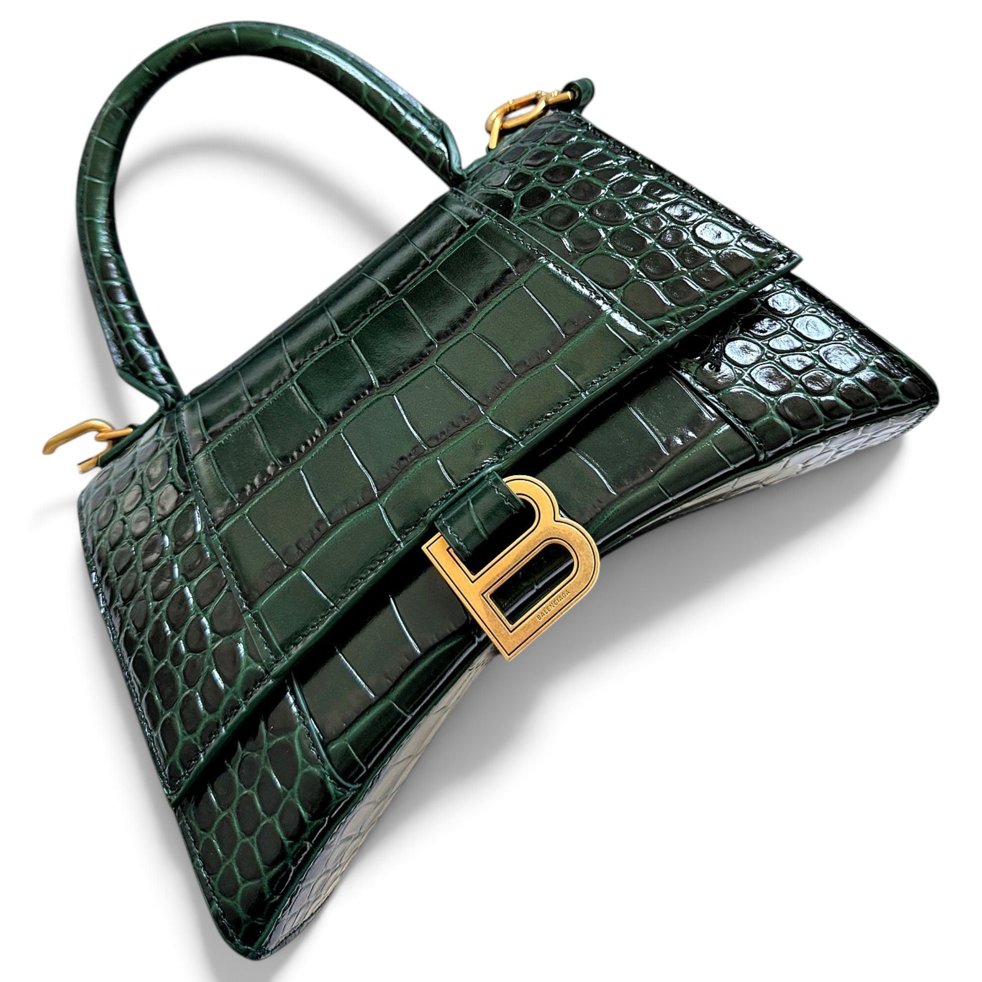 Hourglass leather handbag