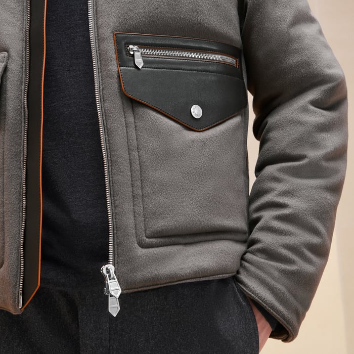Tourbe Straight Cut Jacket With Leather Detail