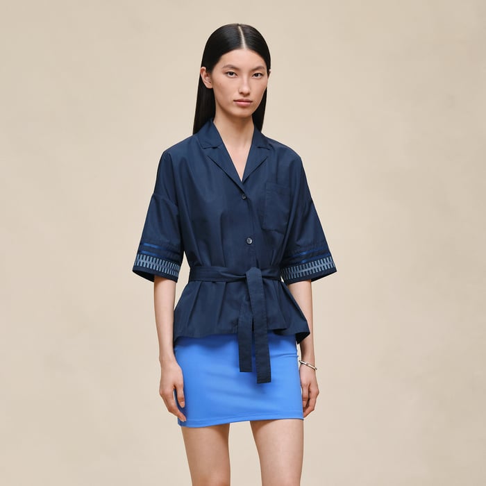 Bleu Outremer Embroidered Beach Tunic