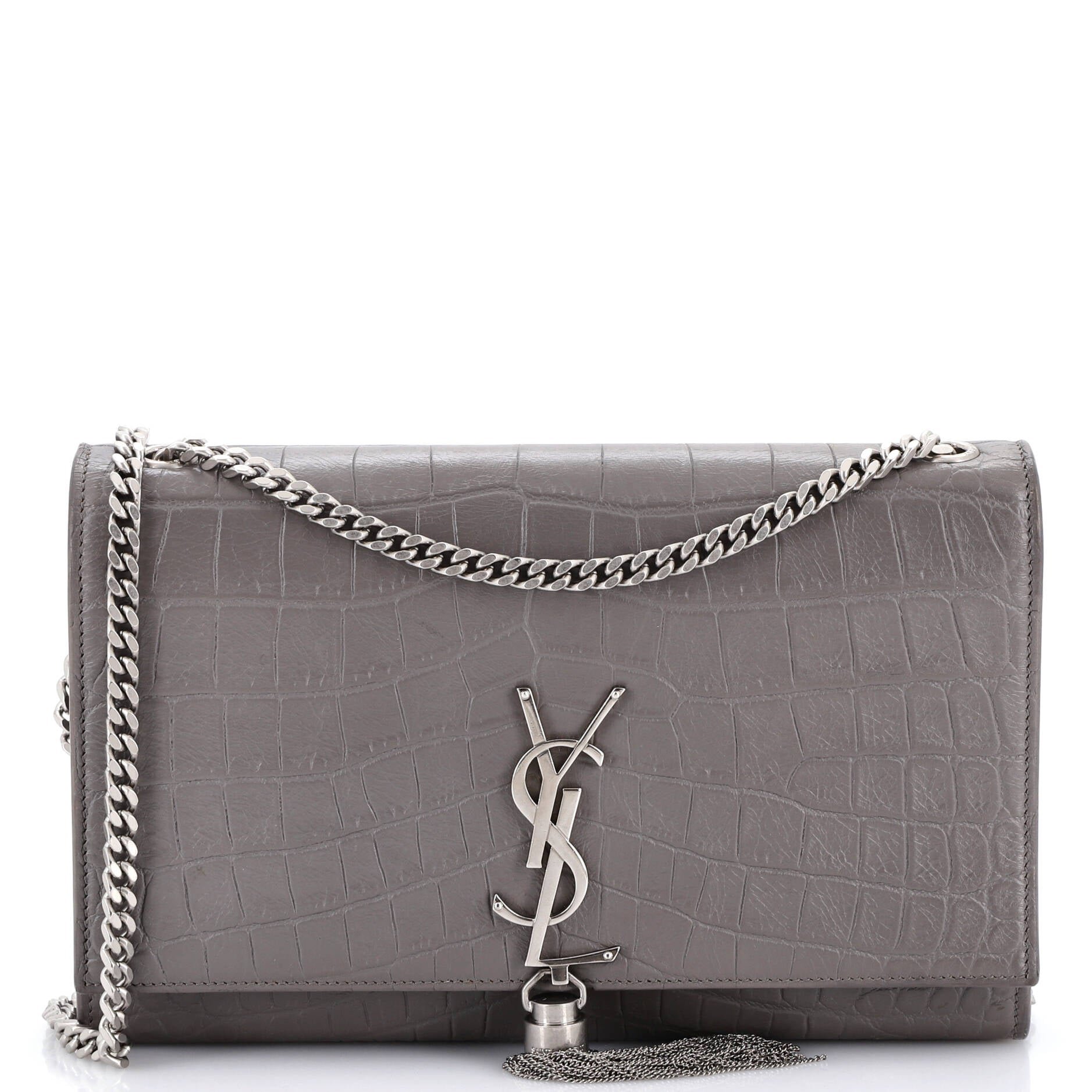 Classic Monogram Tassel Crossbody Bag Crocodile Embossed Leather Medium