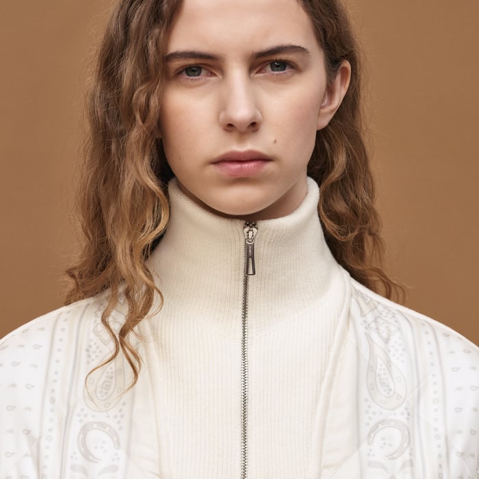 Blanc Tulle "Porte-bonheur Bandana" Zipped Quilted Jacket 