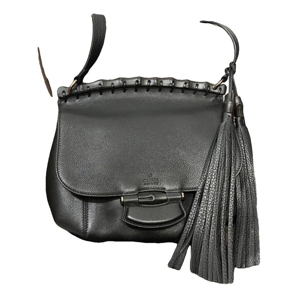 Bamboo leather clutch bag