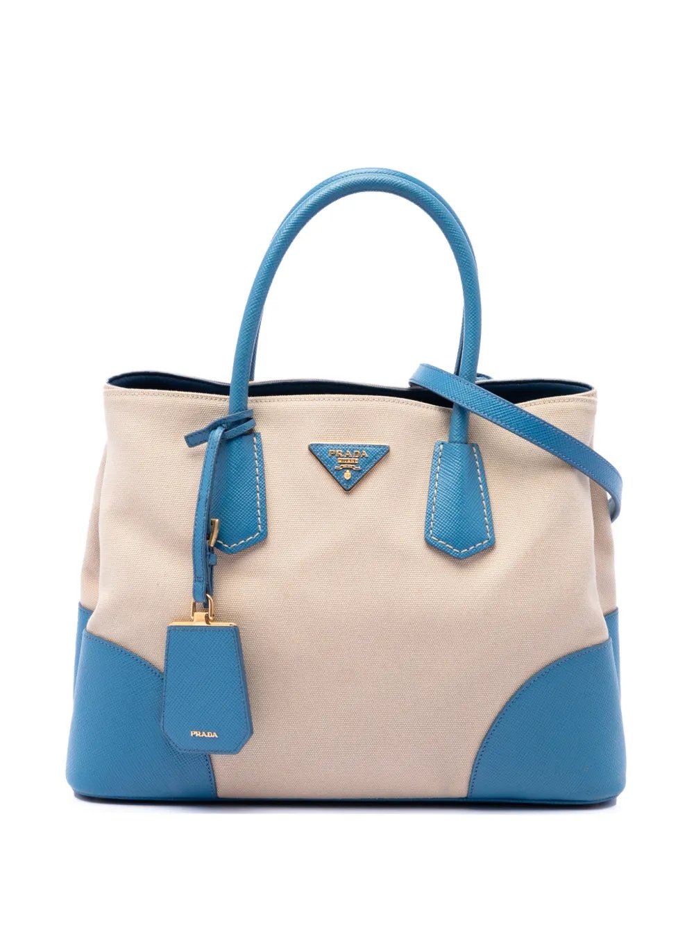 2010-2026 Medium Saffiano Cuir Trimmed Canvas Double satchel