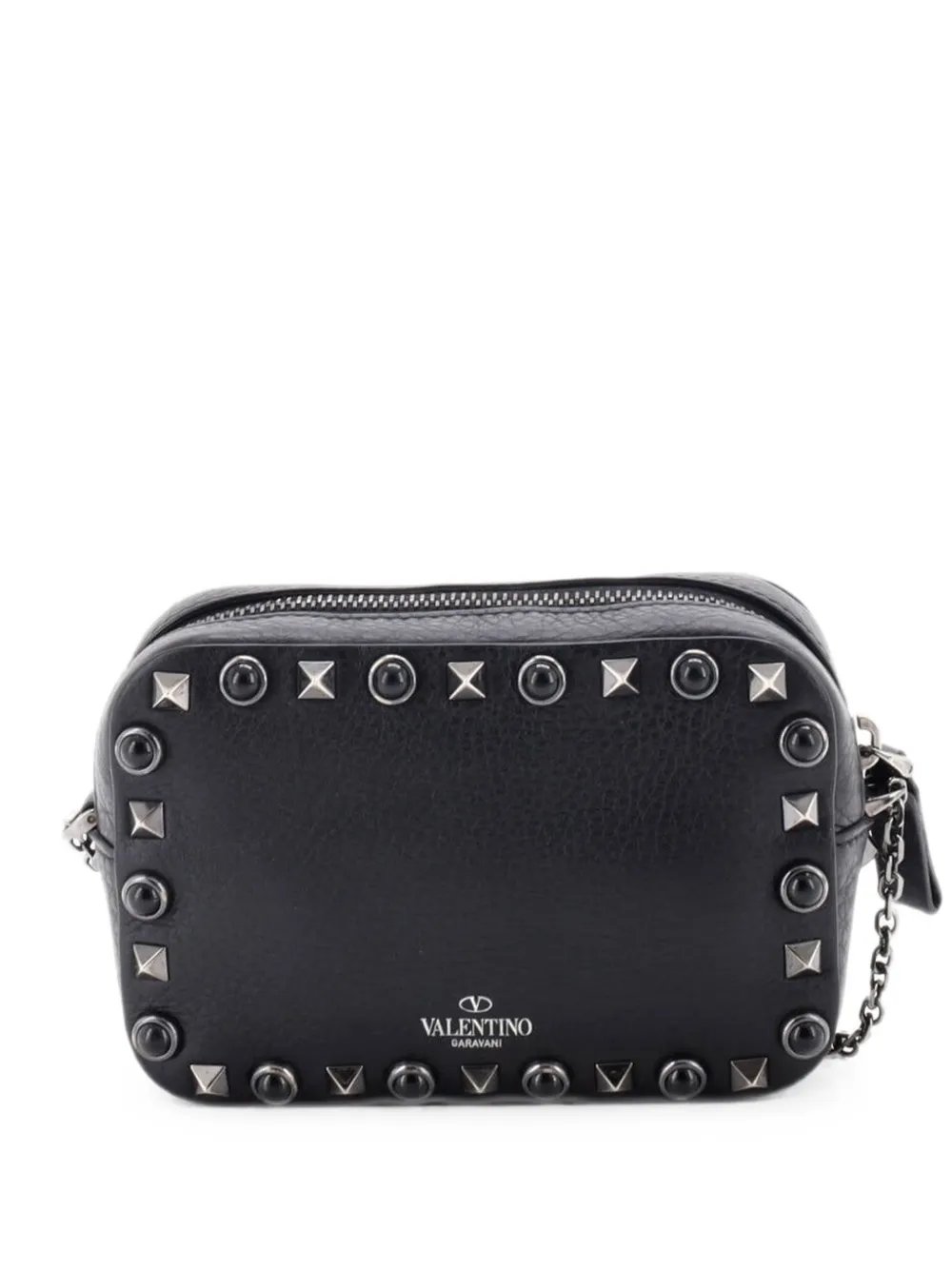 Rolling Rockstud Camera Leather with Cabochons crossbody bag