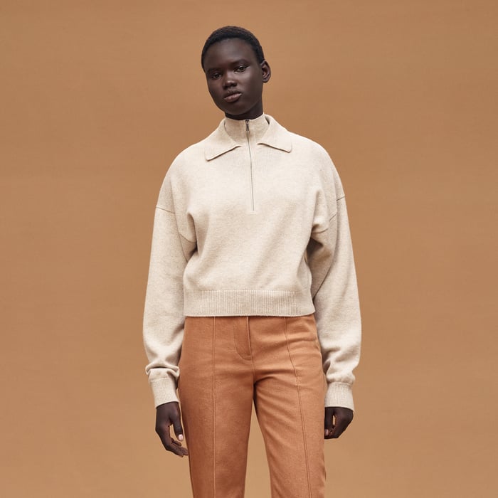 Beige Naturel High Collar Sweater