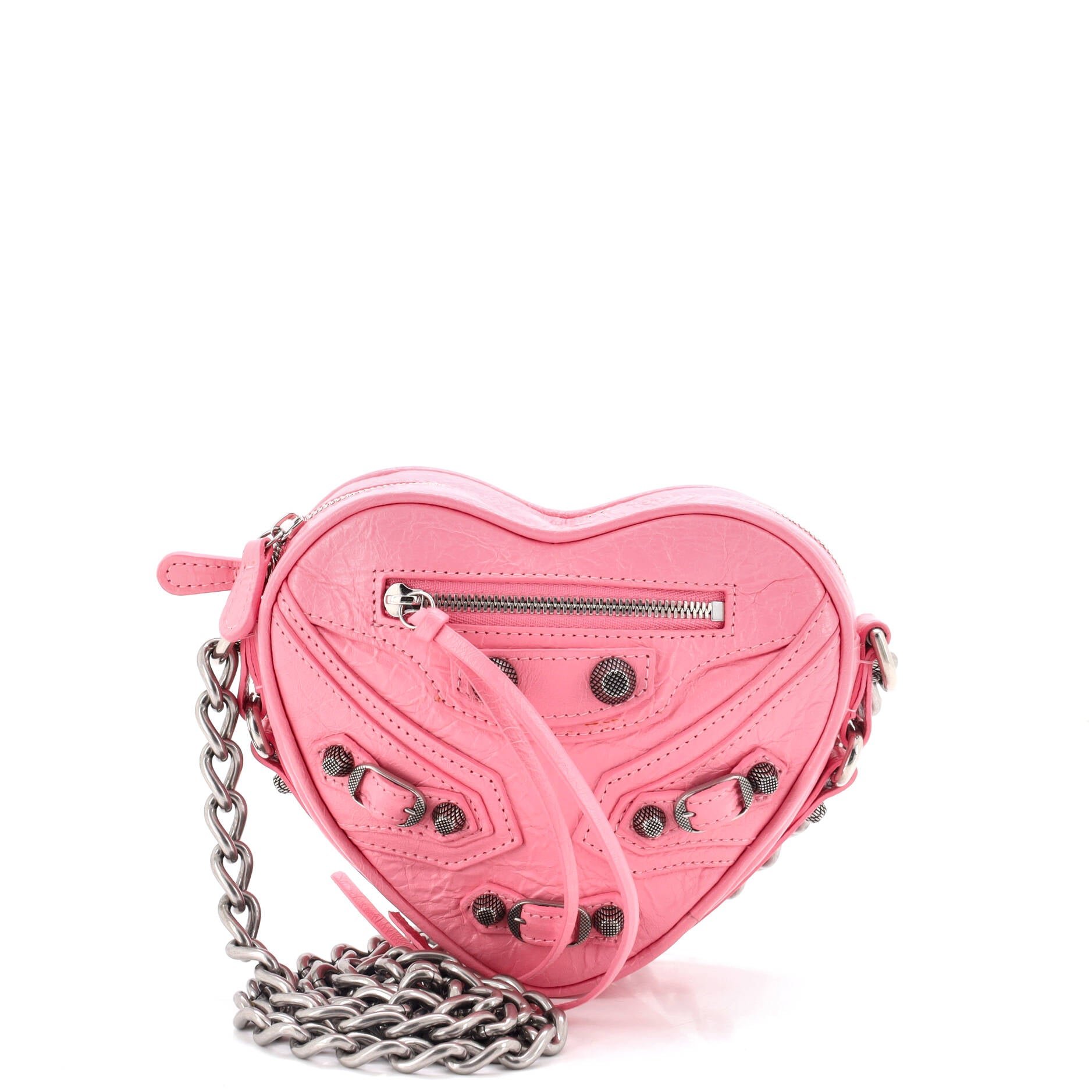 Le Cagole Giant Studs Heart Chain Bag Leather Mini