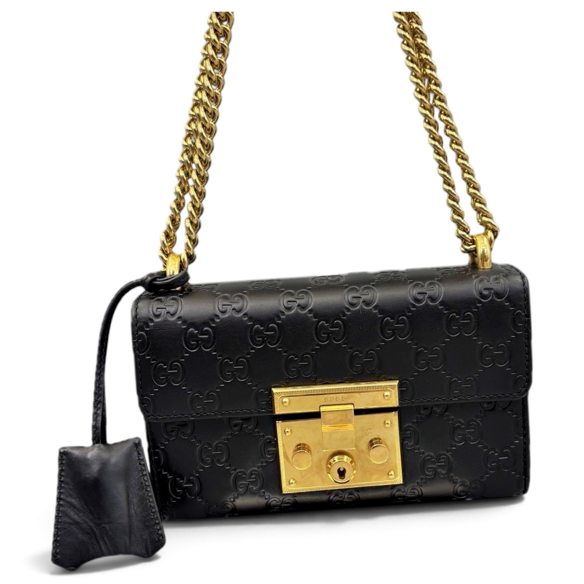 Padlock leather handbag