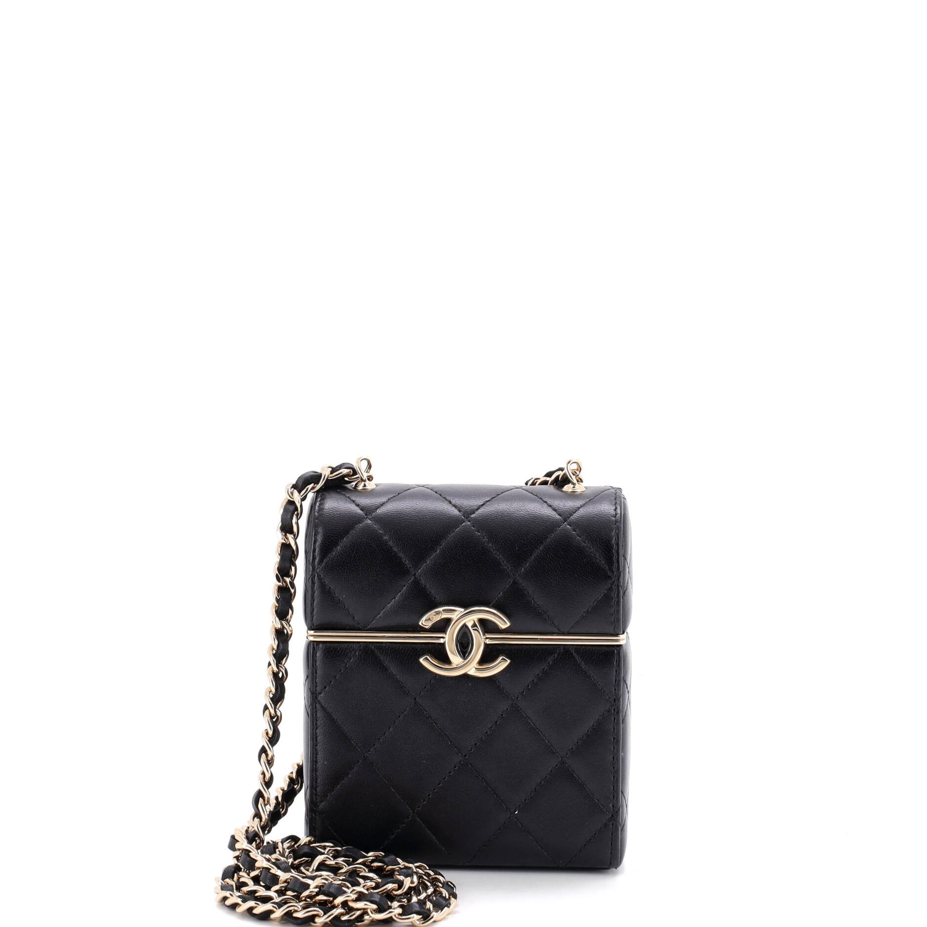 CC Box Vanity Case with Chain Quilted Lambskin Mini