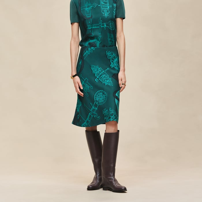 Vert Pin "Ferronnerie Remix" Slanted Skirt