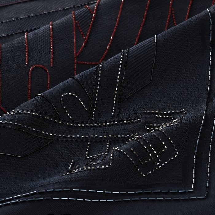Bleu Noir Les Sangles Embroidered Scarf 90