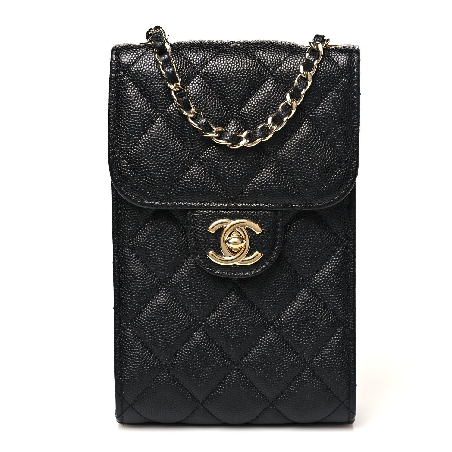Chanel Caviar Quilted Classic Phone Holder Black