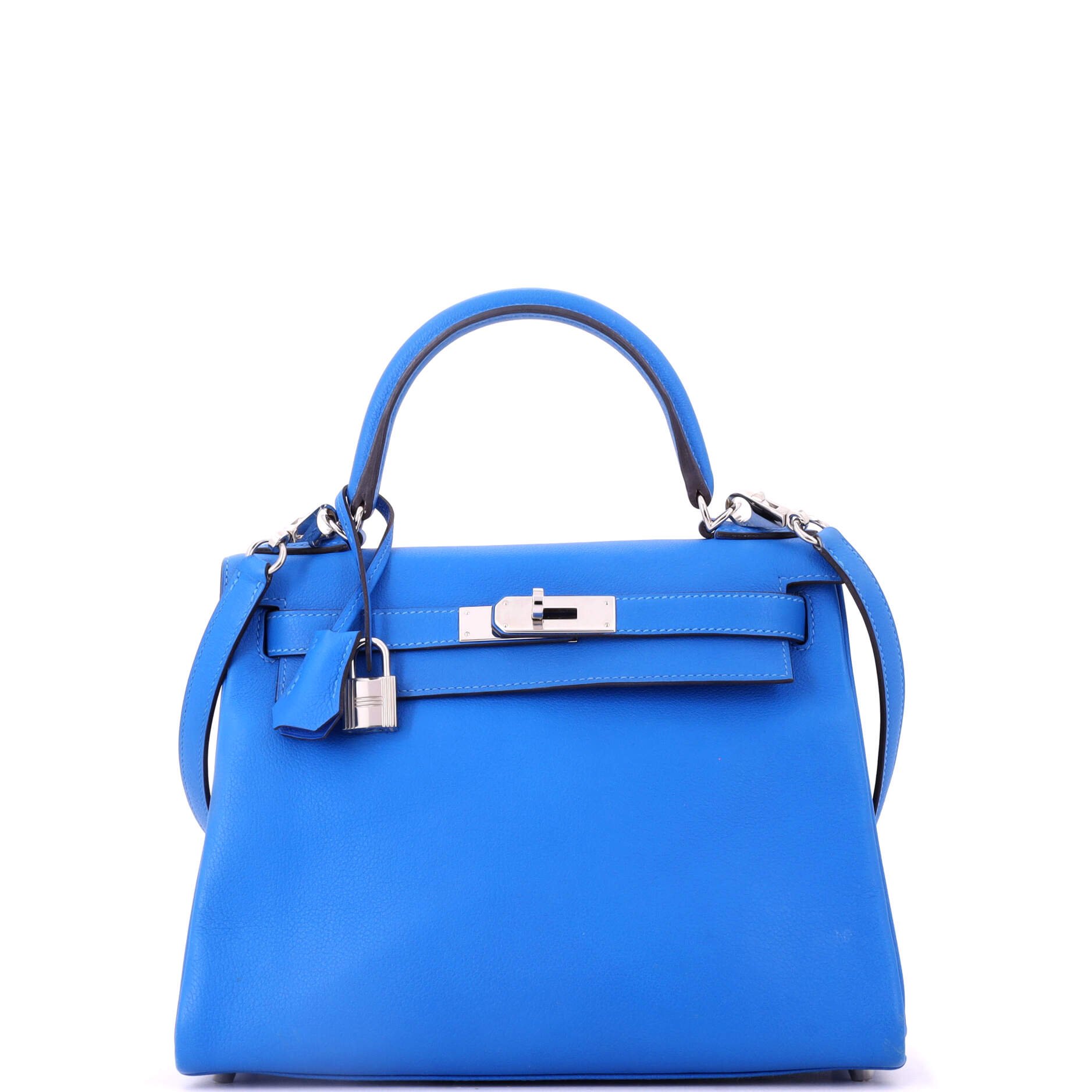 Hermes Kelly Handbag Bleu Hydra Evercolor with Palladium Hardware 28
