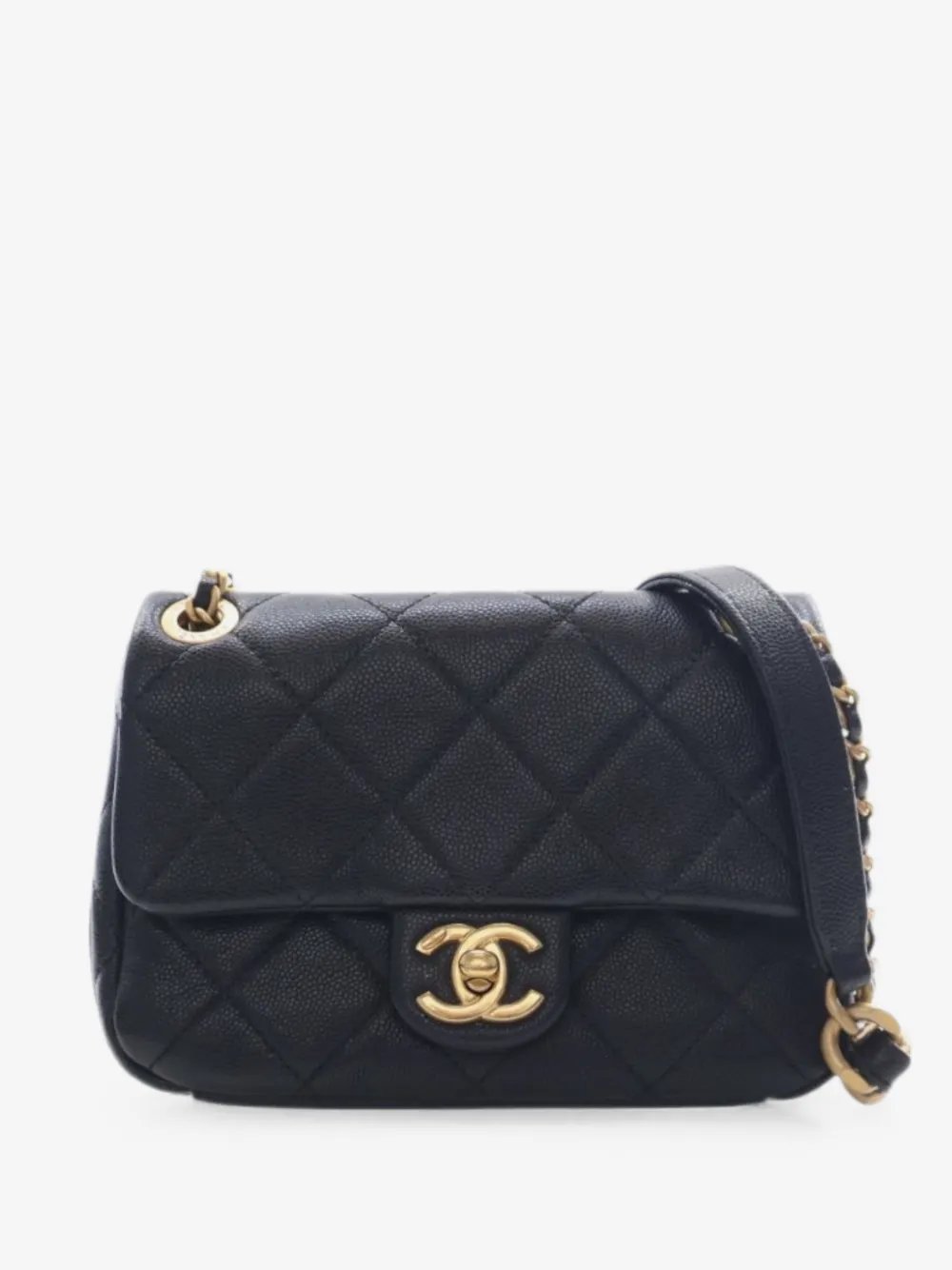 2021-2026 CC Mini Square Quilted Caviar Single Flap crossbody bag