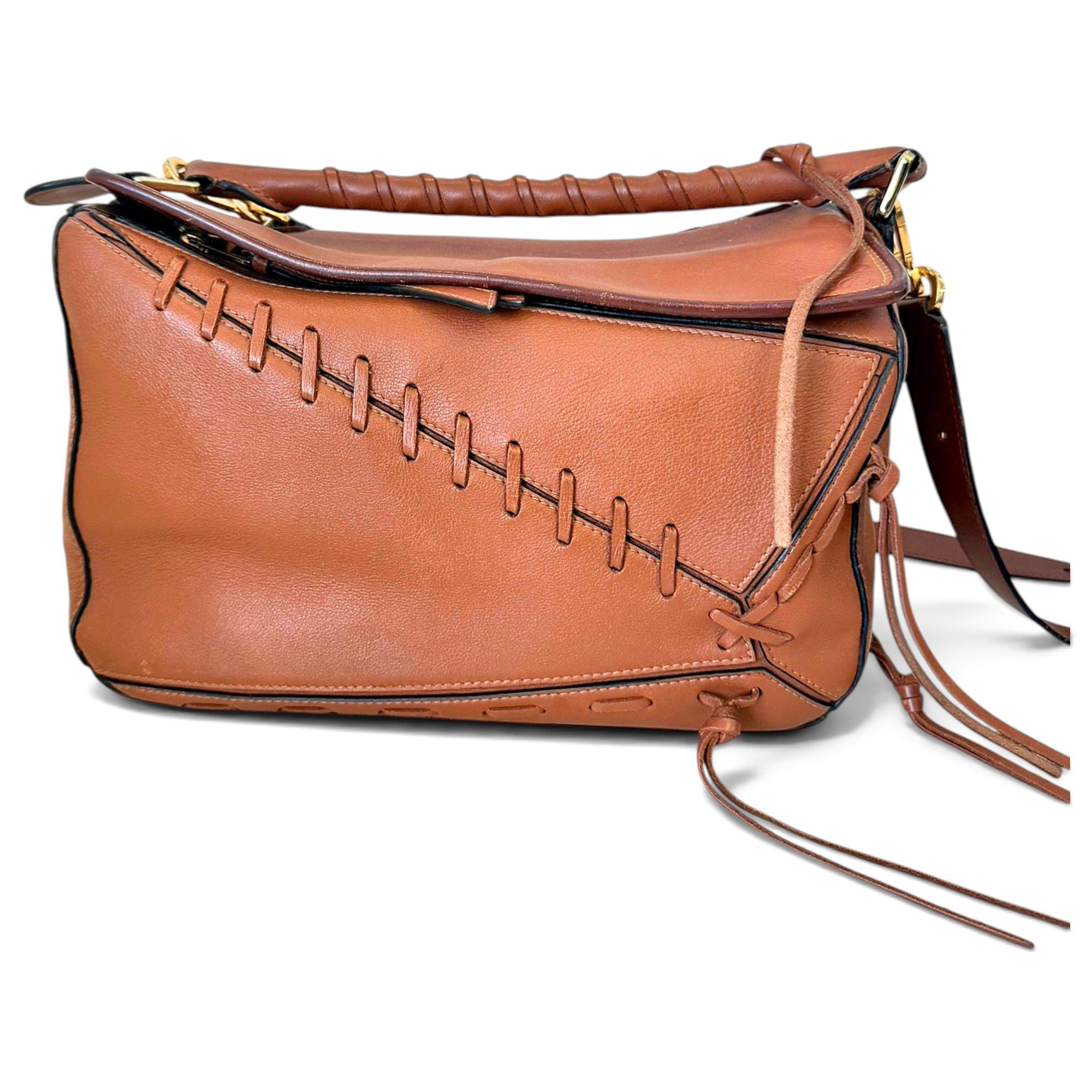 Puzzle leather handbag