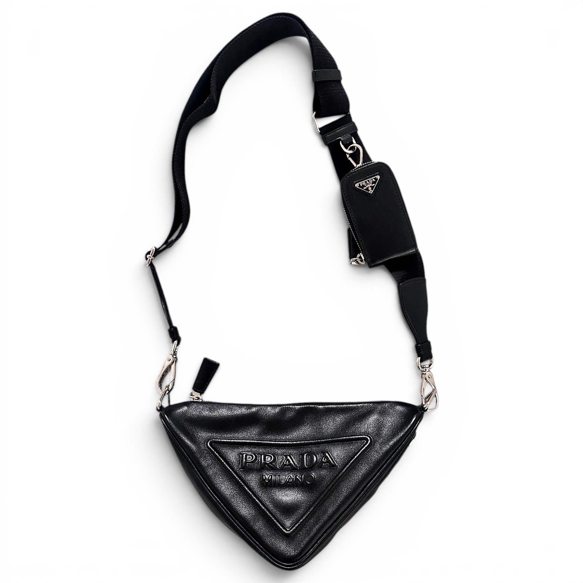 Triangle leather crossbody bag