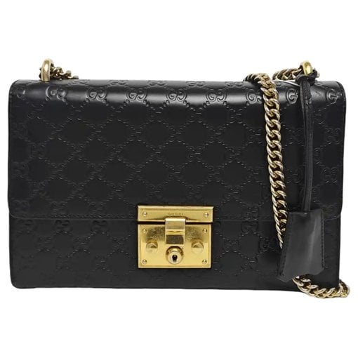 Padlock leather handbag
