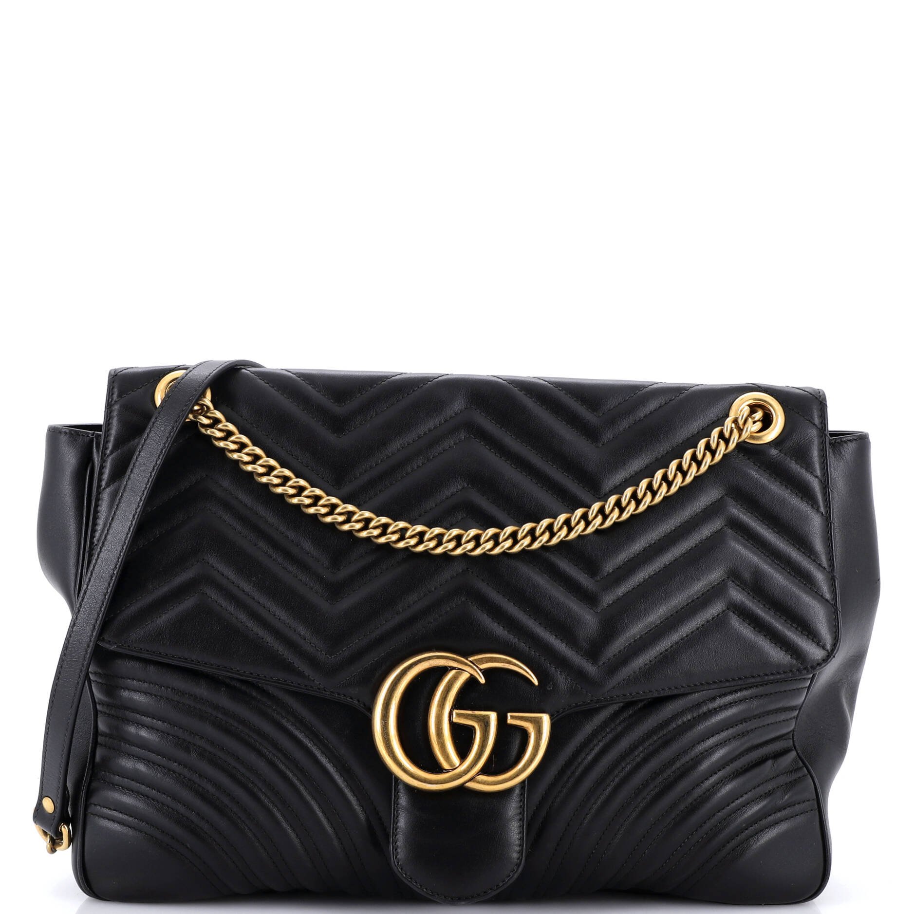 GG Marmont Flap Bag Matelasse Leather Large