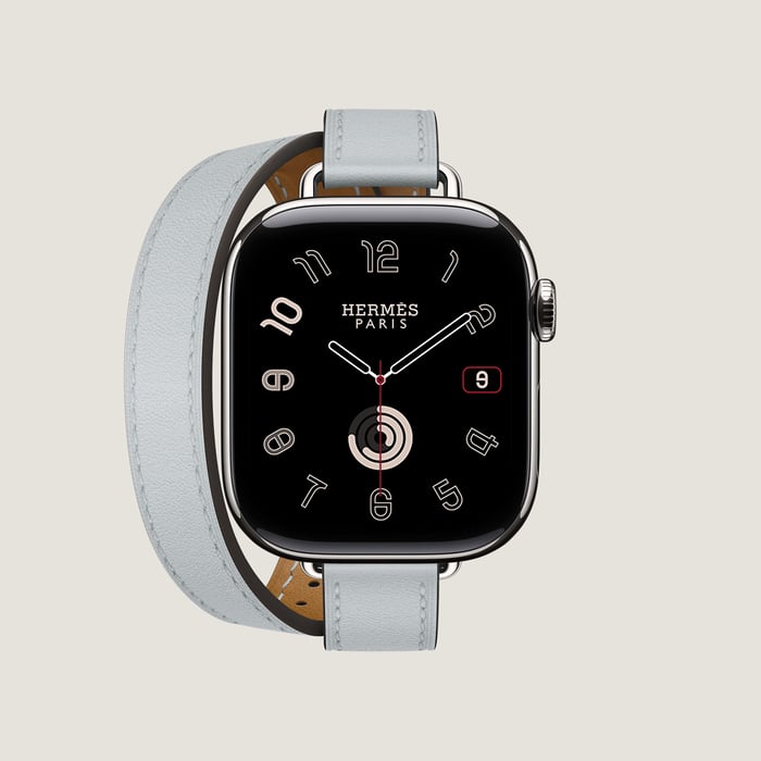 Bleu Glacier Band Apple Watch Hermès Double Tour 42 MM Attelage
